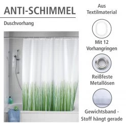 WENKO Duschvorhang - Natur, 180 x 200 cm -Accessoires de salle de bain Soldes 1000103671 200519 12503500024 DETAILS P000000001000103671