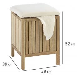 WENKO Tabouret salle de bain Norway - Tissu / Noyer massif -Accessoires de salle de bain Soldes 1000103923 200519 12503900070 DETAILS P000000001000103923