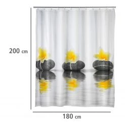 WENKO Rideau de douche Stones Flower - Fibres synthétiques - Crème / Gris -Accessoires de salle de bain Soldes 1000122749 200519 12504200103 DETAILS P000000001000122749