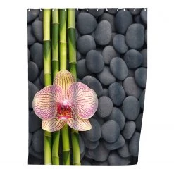 WENKO Rideau de douche Spa - Fibres synthétiques - Gris / Vert