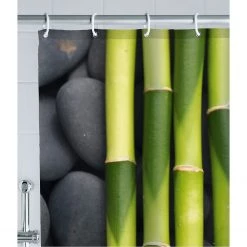 WENKO Rideau de douche Spa - Fibres synthétiques - Gris / Vert -Accessoires de salle de bain Soldes 1000122762 200519 12504200109 MOOD DETAILS P000000001000122762 mood