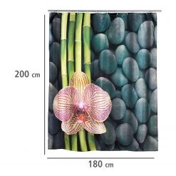 WENKO Rideau de douche Spa - Fibres synthétiques - Gris / Vert -Accessoires de salle de bain Soldes 1000122762 200519 12504200110 DETAILS P000000001000122762