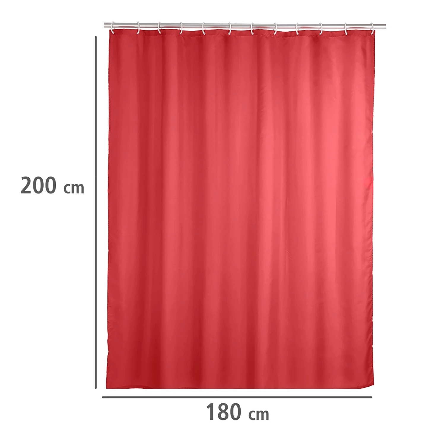 WENKO Rideau de douche Uni - Fibres synthétiques - Rouge 6 WENKO Rideau de douche Uni - Fibres synthétiques - Rouge – Image 6