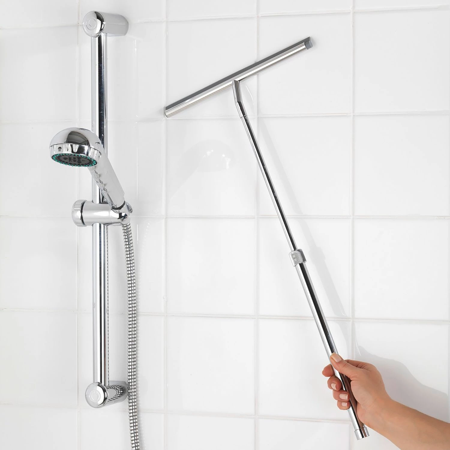 WENKO Raclette de douche Laneffe - Acier inoxydable - Métal brillant 2 WENKO Raclette de douche Laneffe - Acier inoxydable - Métal brillant – Image 2