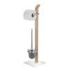 WENKO Accessoires WC Samona - Bois lamellé / Métal - Marron / Métal brillant
