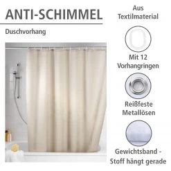 WENKO Rideau de douche anti-moisissures Pococi - Tissu - Beige -Accessoires de salle de bain Soldes 1000151513 200519 12504900189 DETAILS P000000001000151513