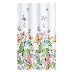 Kleine Wolke Rideau de douche Butterflies - Matière plastique - Blanc / Multicolore