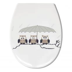 Kleine Wolke Siège WC Eulen - Matière plastique - Blanc / Gris