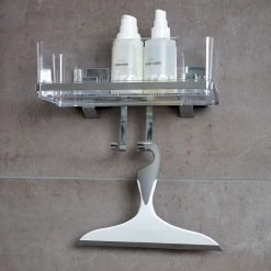 WENKO Porte-savon de douche Vacuum-Loc Quadro - Acier inoxydable / ABS - Chrome -Accessoires de salle de bain Soldes 1000181435 190716 12364500011 MOOD DETAILS P000000001000181435 mood