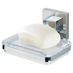 WENKO Porte-savon mural Vacuum-Loc Quadro - Acier inoxydable / ABS - Chrome