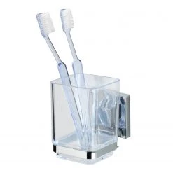 WENKO Verre à dents Vacuum-Loc Quadro - Acier inoxydable / ABS - Chrome -Accessoires de salle de bain Soldes 1000181441 190716 12364700044 DETAILS P000000001000181441