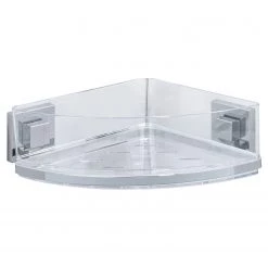 WENKO Porte-savon d’angle Vacuum-Loc Quadro - Acier inoxydable / ABS - Chrome
