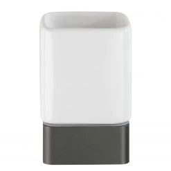 WENKO Verre à dents Montella - Aluminium / Céramique - Anthracite / Blanc -Accessoires de salle de bain Soldes 1000181490 190716 12365400227 DETAILS P000000001000181490