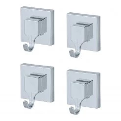 WENKO Crochets Vacuum-Loc Quadro (lot de 4) - acrylonitrile-butadiène-styrène (ABS) - Chrome