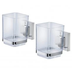 WENKO Verres à dents Quadro (lot de 2) - Acier inoxydable / ABS - Chrome