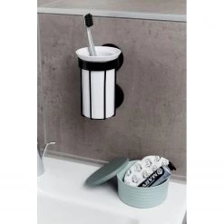 WENKO Verre à dents Classic Plus - Acier / ABS - Noir / Blanc -Accessoires de salle de bain Soldes 1000181551 190716 12370000420 MOOD DETAILS P000000001000181551 mood