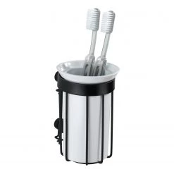 WENKO Verre à dents Classic Plus - Acier / ABS - Noir / Blanc -Accessoires de salle de bain Soldes 1000181551 190716 12370000421 DETAILS P000000001000181551