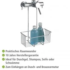 WENKO Mitigeur/ porte-savon de douche Milo - Acier inoxydable - Argenté / Transparent -Accessoires de salle de bain Soldes 1000181560 200519 12510700339 DETAILS P000000001000181560