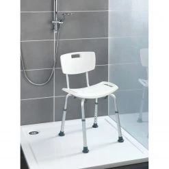 WENKO Chaise de douche Secura - Matière plastique / Aluminium - Blanc -Accessoires de salle de bain Soldes 1000181575 190716 12370200474 MOOD DETAILS P000000001000181575 mood