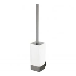 WENKO Brosse WC Montella - Aluminium / Céramique - Anthracite / Blanc
