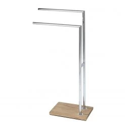 WENKO Porte-serviettes sur pied Marla - Acier / Polyrésine - Chrome / Marron