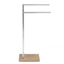 WENKO Porte-serviettes sur pied Marla - Acier / Polyrésine - Chrome / Marron -Accessoires de salle de bain Soldes 1000181623 190716 12370800612 DETAILS P000000001000181623