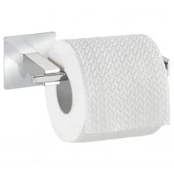 WENKO Porte papier toilette Turbo-Loc Quadro I - Acier inoxydable - Chrome / Blanc