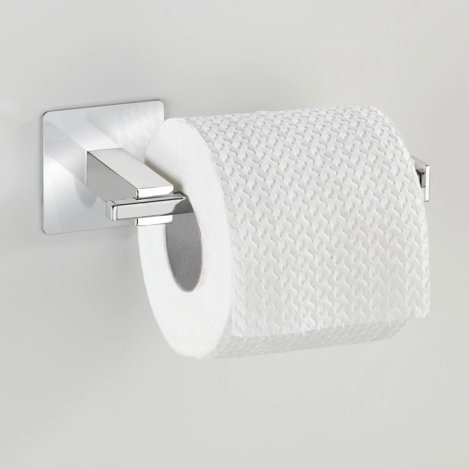 WENKO Porte papier toilette Turbo-Loc Quadro I - Acier inoxydable - Chrome / Blanc 2 WENKO Porte papier toilette Turbo-Loc Quadro I - Acier inoxydable - Chrome / Blanc – Image 2