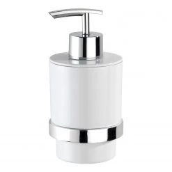 WENKO Distributeur de savon Turbo-Loc Quadro - Acier inoxydable - Chrome / Blanc -Accessoires de salle de bain Soldes 1000181631 190716 12370900635 DETAILS P000000001000181631