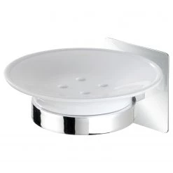 WENKO Porte-savon Turbo-Loc Quadro - Acier inoxydable - Chrome / Blanc