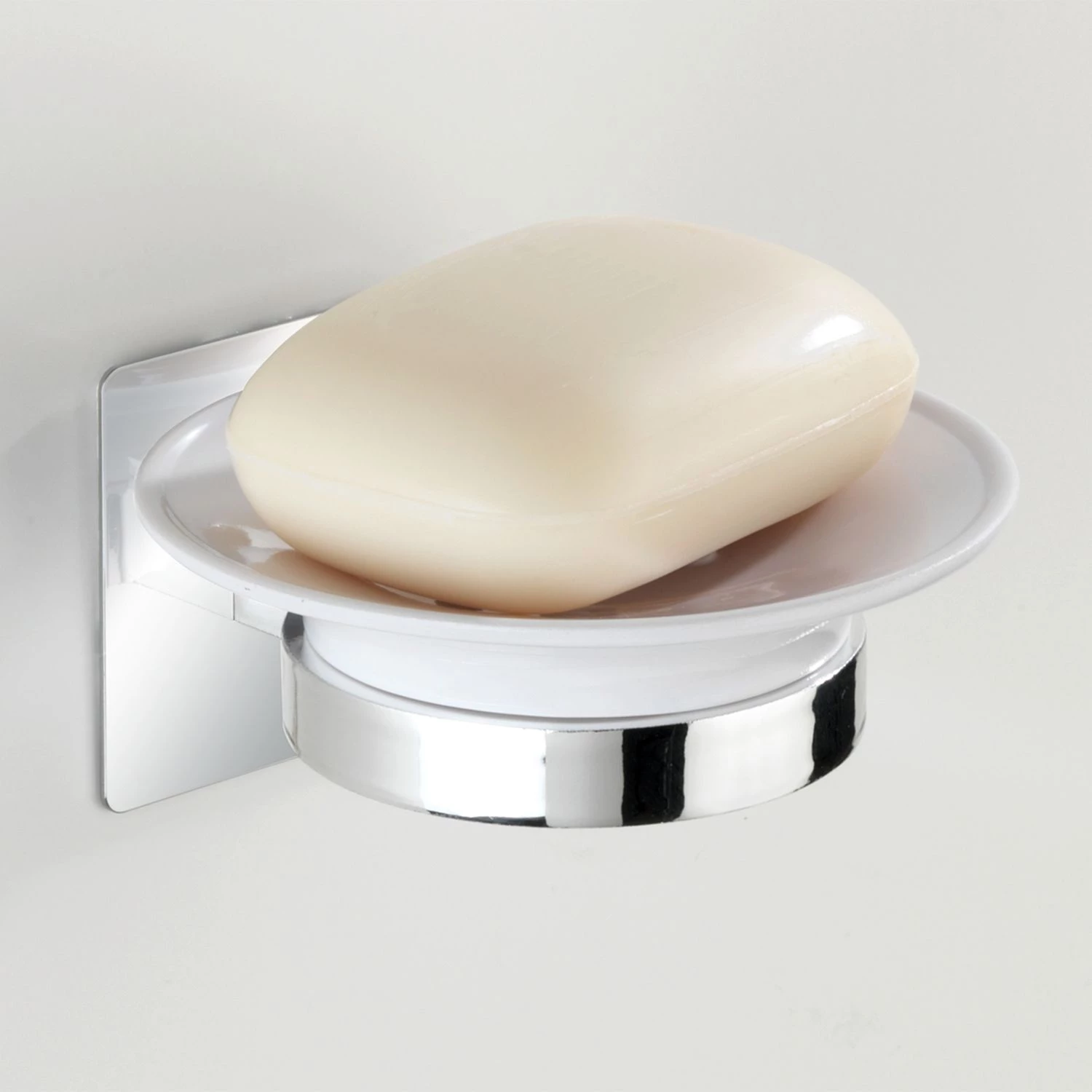 WENKO Porte-savon Turbo-Loc Quadro - Acier inoxydable - Chrome / Blanc 2 WENKO Porte-savon Turbo-Loc Quadro - Acier inoxydable - Chrome / Blanc – Image 2