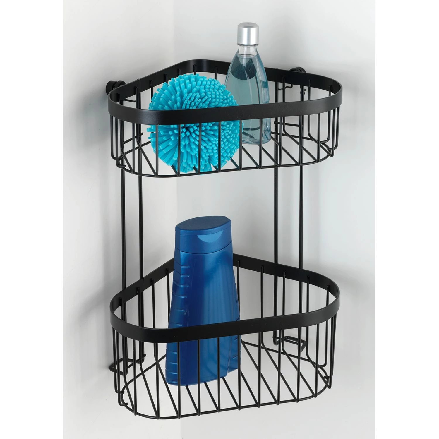 WENKO Porte-savon d’angle double Classic Plus - Acier - Noir 2 WENKO Porte-savon d’angle double Classic Plus - Acier - Noir – Image 2