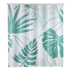 WENKO Rideau de douche Brasil - Polyéthylène-acétate de vinyle - Vert