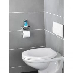 WENKO Porte papier WC avec support smartphone - Acier inoxydable / Acier - Argenté -Accessoires de salle de bain Soldes 1000181671 190716 12371500767 MOOD DETAILS P000000001000181671 mood