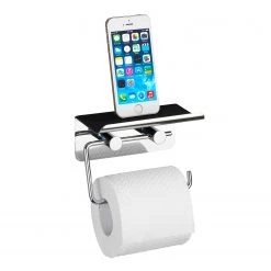 WENKO Porte papier WC avec support smartphone - Acier inoxydable / Acier - Argenté -Accessoires de salle de bain Soldes 1000181671 190716 12371500770 DETAILS P000000001000181671