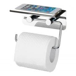 WENKO Porte papier WC avec support smartphone - Acier inoxydable / Acier - Argenté -Accessoires de salle de bain Soldes 1000181671 190716 12371500772 DETAILS P000000001000181671