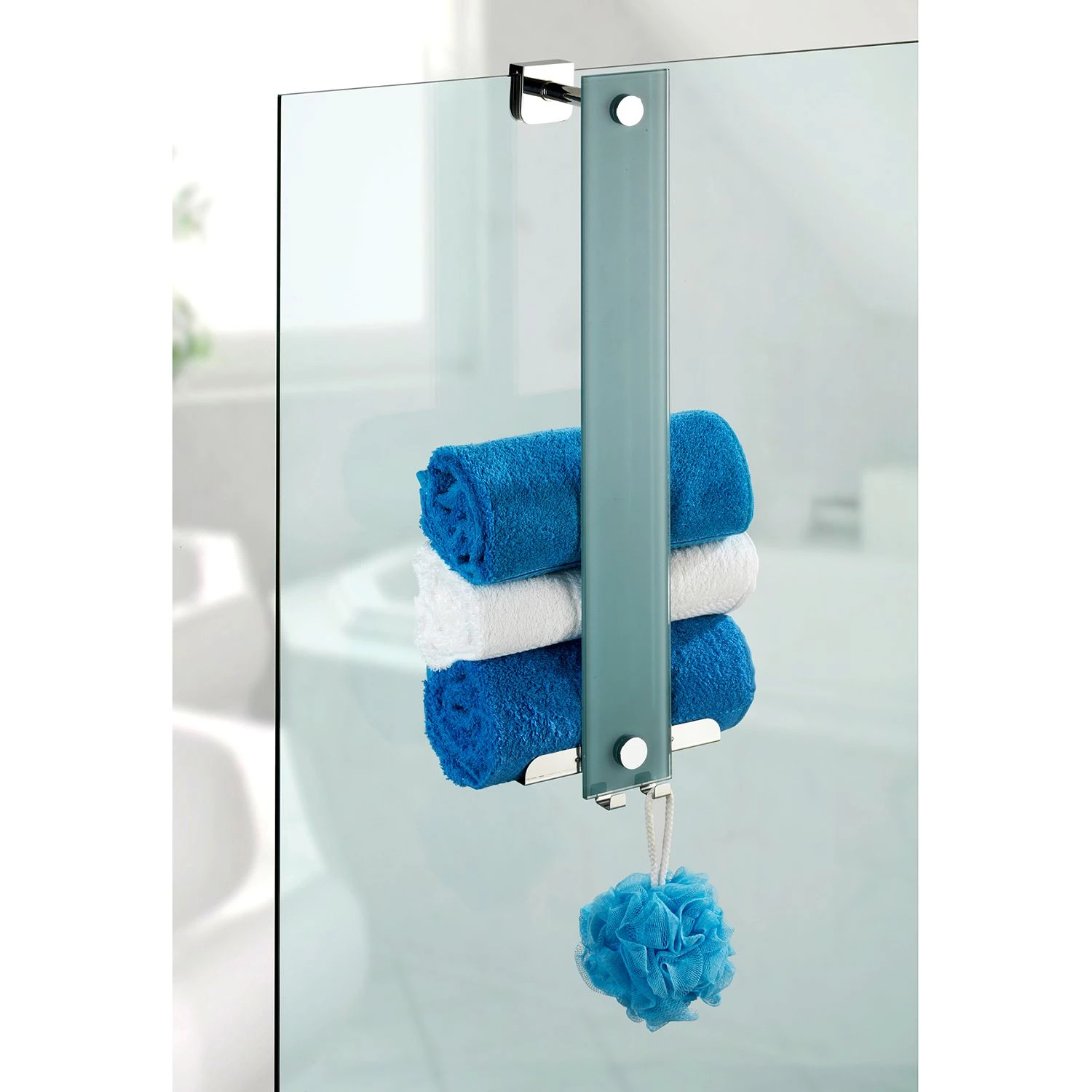 WENKO Porte serviette Power-Loc Era - Acier / Verre - Chrome / Gris 2 WENKO Porte serviette Power-Loc Era - Acier / Verre - Chrome / Gris – Image 2