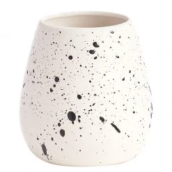 Zeller Verre à dents Spotted - Céramique - Blanc