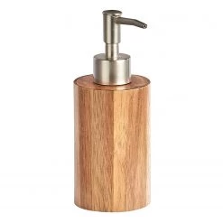 Zeller Distributeur de savon Twisp - Acacia massif / Acier inoxydable - Gris