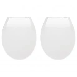 WENKO Sièges WC Kos (lot de 2) - Thermoplastique / Matière plastique - Blanc - Fermeture amortie