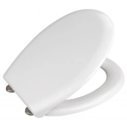 WENKO Sièges WC Rieti (lot de 2) - Thermoset / Acier inoxydable - Blanc - Fermeture amortie -Accessoires de salle de bain Soldes 1000237879 210104 10024800093 DETAILS P000000001000237879