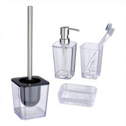 WENKO Set de salle de bain Candy (4 élém.) - Polystyrène - Transparent