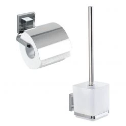 WENKO Ensemble WC Quadro (2 éléments) - Acier inoxydable / Matière plastique - Argenté