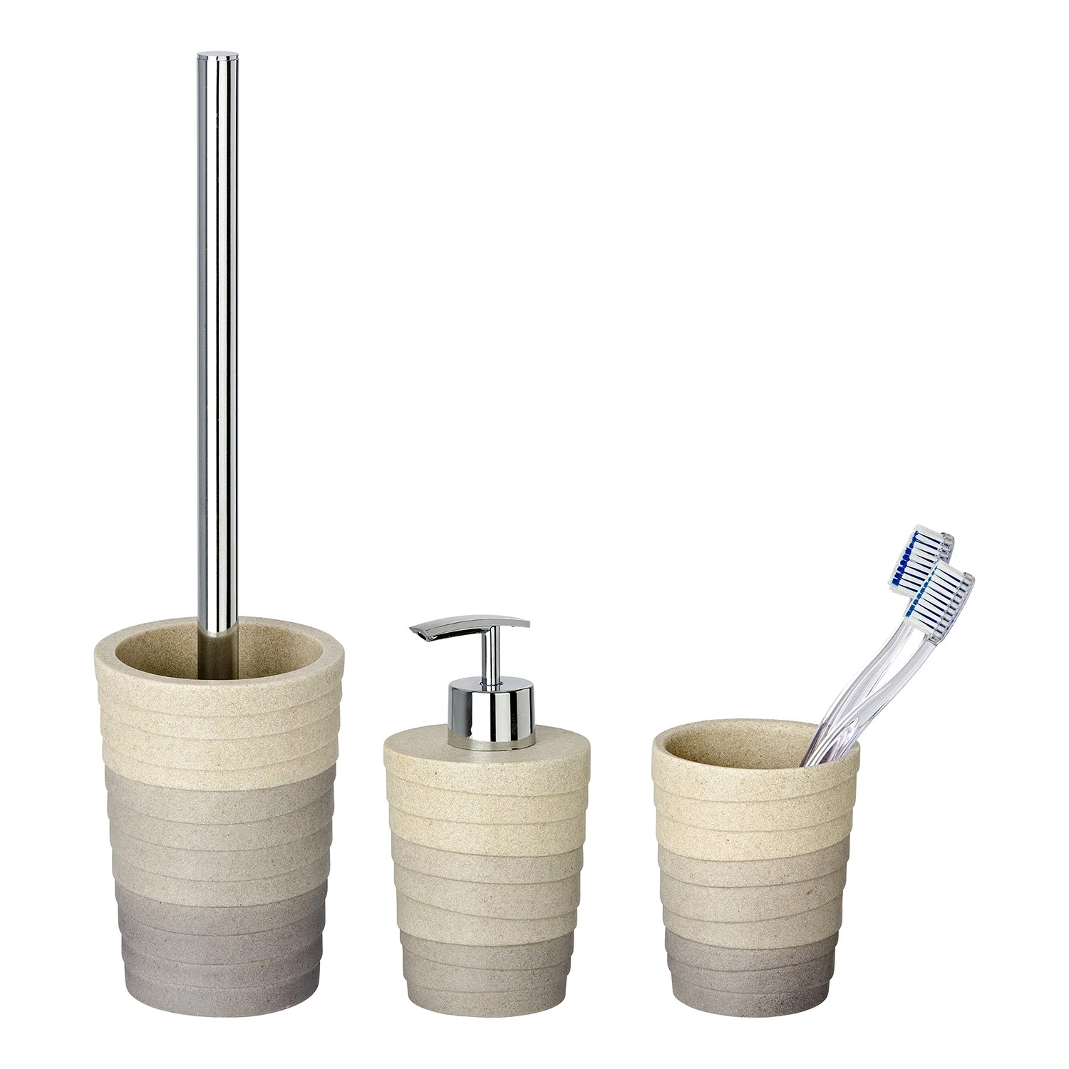 WENKO Set salle de bain Cuzco (3 élém.) - Polyrésine - Gris 1 WENKO Set salle de bain Cuzco (3 élém.) - Polyrésine - Gris