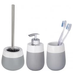 WENKO Set de salle de bain Malta (3 élém.) - Céramique - Gris