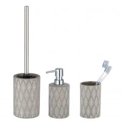 WENKO Set salle de bain Tupian (3 élém.) - Céramique - Gris clair