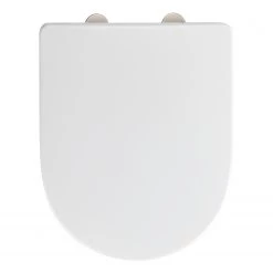 WENKO Siège de WC Exclusive Nr. 3 - Duroplast / Acier inoxydable - Blanc / Argent