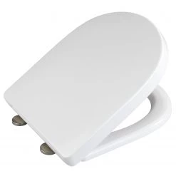 WENKO Siège de WC Exclusive Nr. 3 - Duroplast / Acier inoxydable - Blanc / Argent -Accessoires de salle de bain Soldes 1000242980 210909 10150000004 DETAILS P000000001000242980