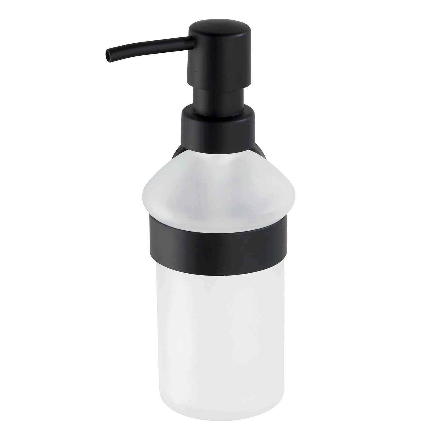 WENKO Distributeur de savon Bosio - Verre dépoli / Acier inoxydable - Capacité : 200 ml - Noir 2 WENKO Distributeur de savon Bosio - Verre dépoli / Acier inoxydable - Capacité : 200 ml - Noir – Image 2