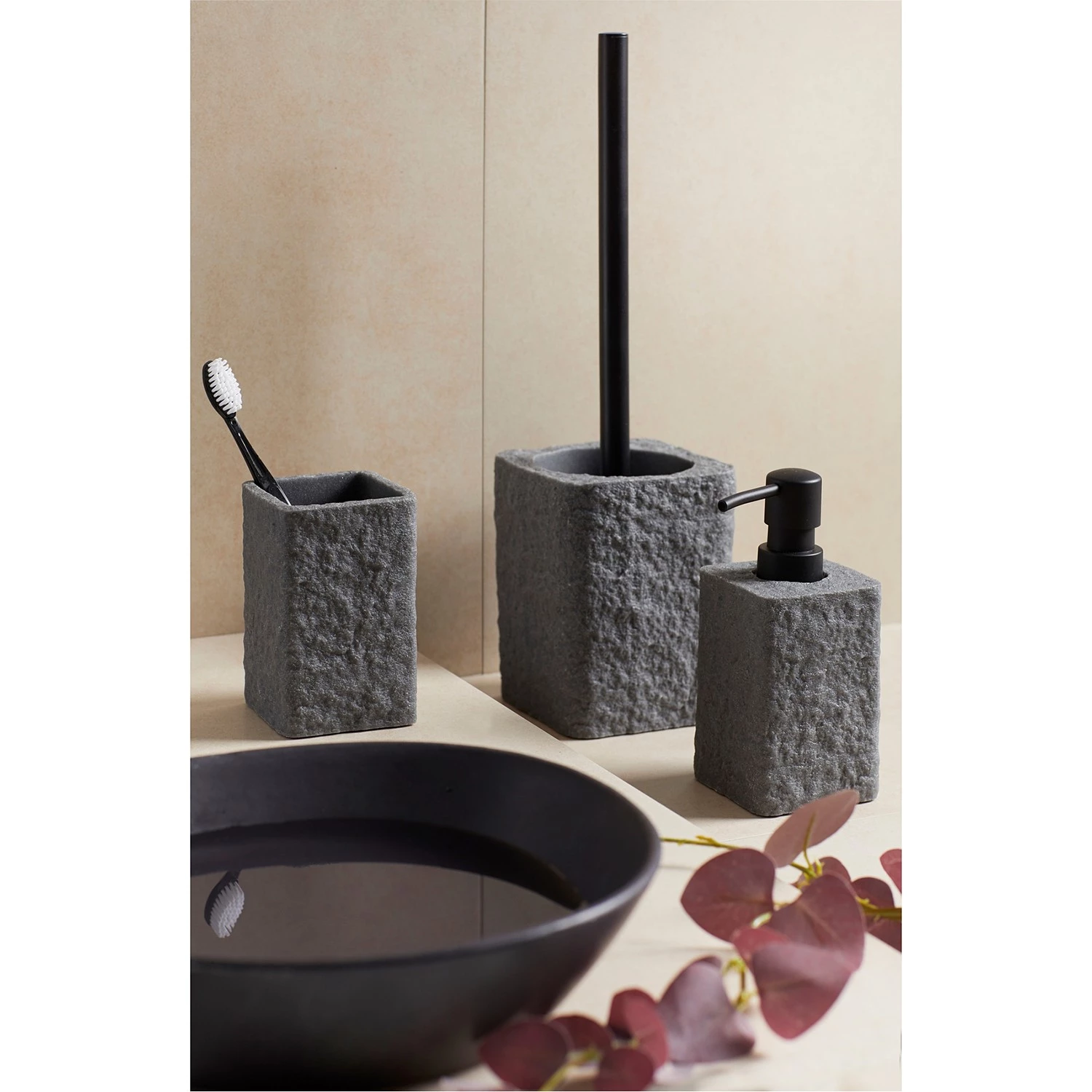 WENKO Brosse WC Villata - Polyrésine - Anthracite 3 WENKO Brosse WC Villata - Polyrésine - Anthracite – Image 3